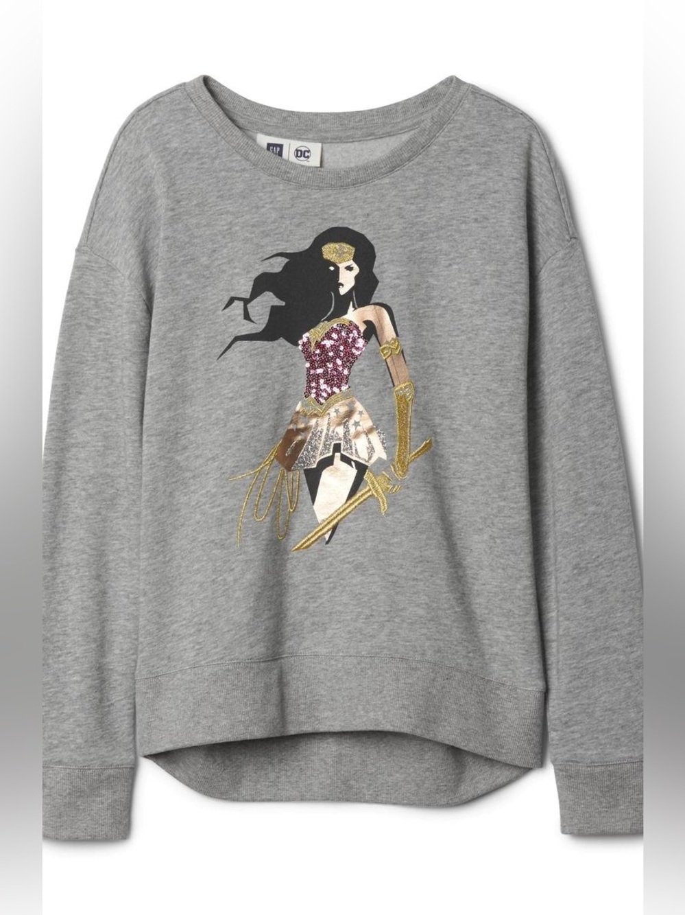 Girls Wonder Woman Sequin & Metallic Sweatshirt